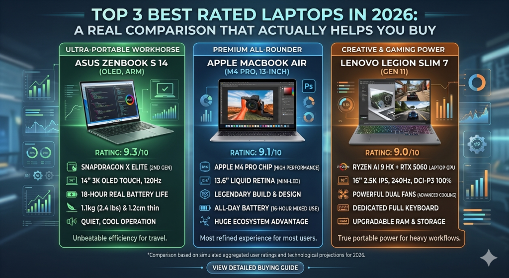 Top Three best rated laptops