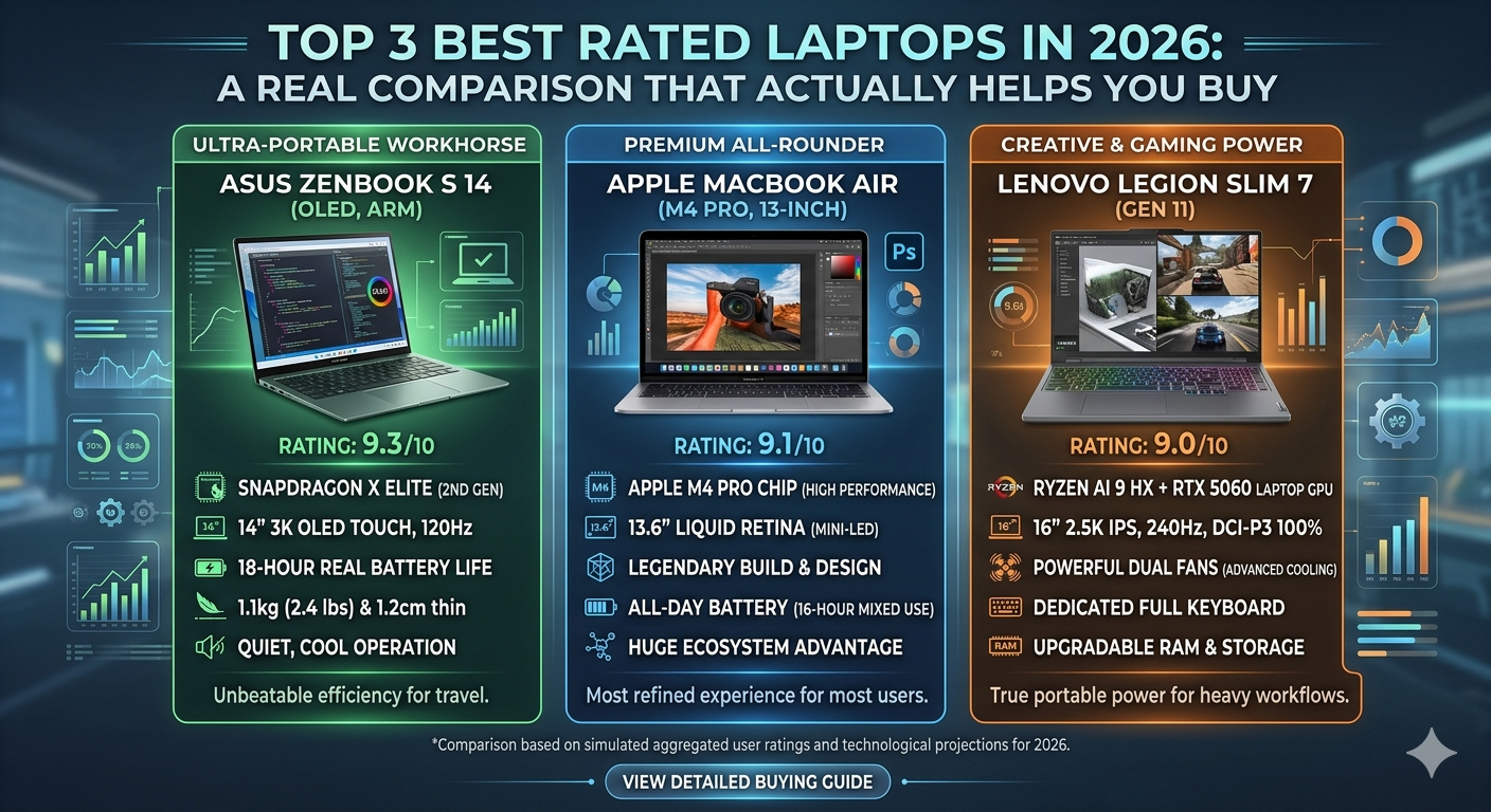 Top Three best rated laptops